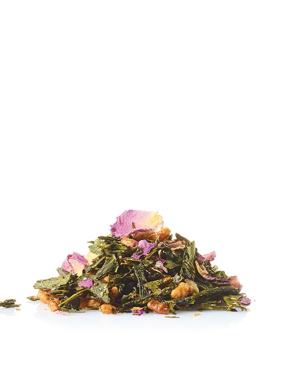 Thé vert ferni rose riz soufflé et pistache